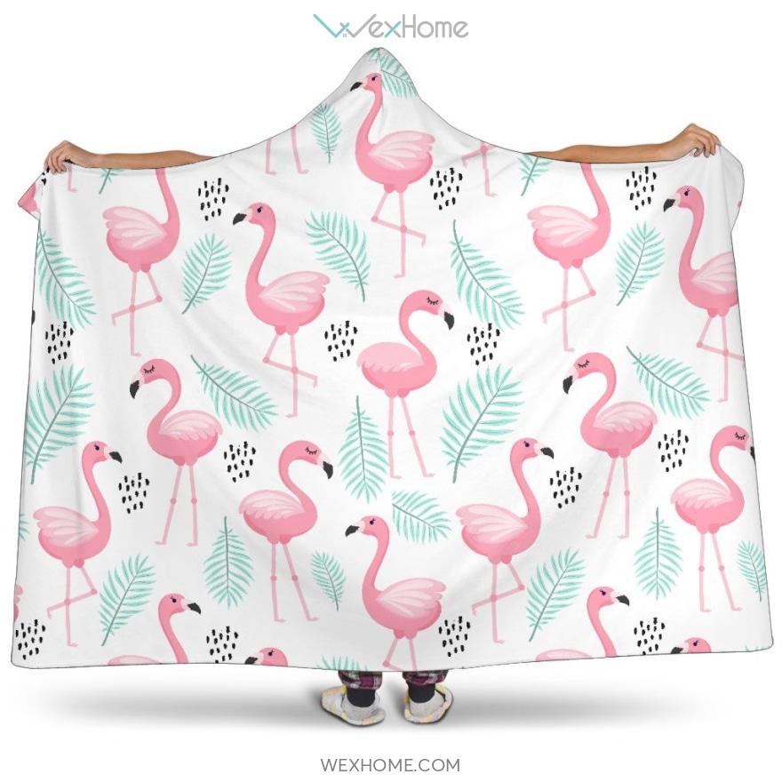 Cute Flamingo Pattern Hooded Blanket W2101