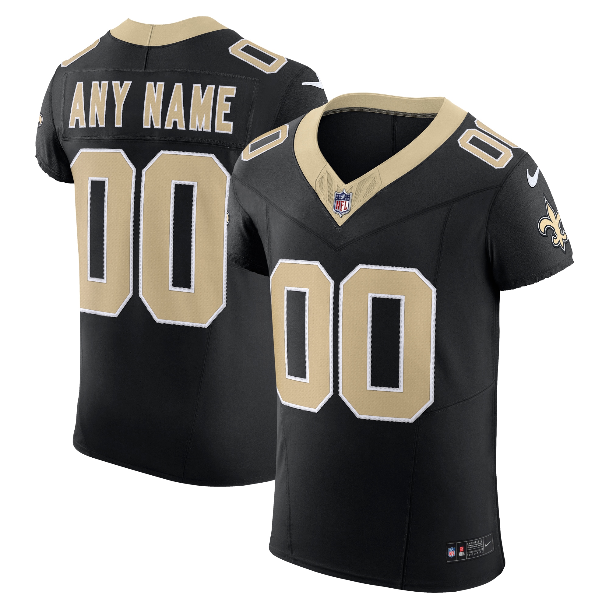 New Orleans Saints Vapor F.U.S.E. Elite Custom Jersey – Black