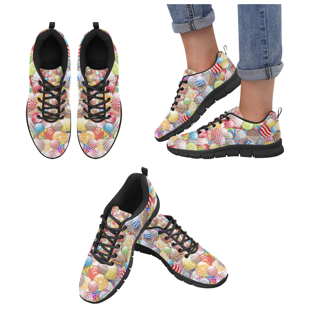 Candy Lollipop Pattern Women’s Sneakers Black