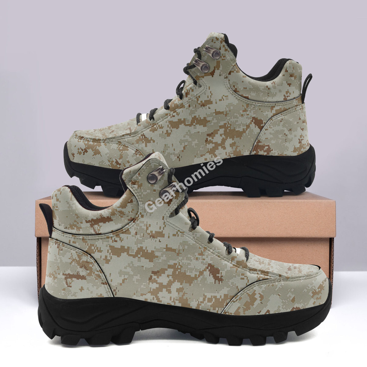 American Marine Pattern Desert Camo Hiking Shoes