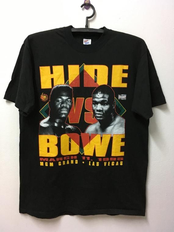 Vintage90S Hide Vs Bowe 1995 Boxing Heavyweight Championship Mgm Grand Arena Shirt 22 Shirt