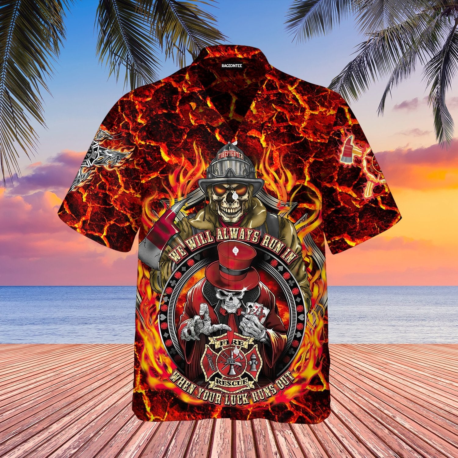 Skull Firefighter We Will Always Run In Hawaii Shirt For Men Women Adult Ha17132