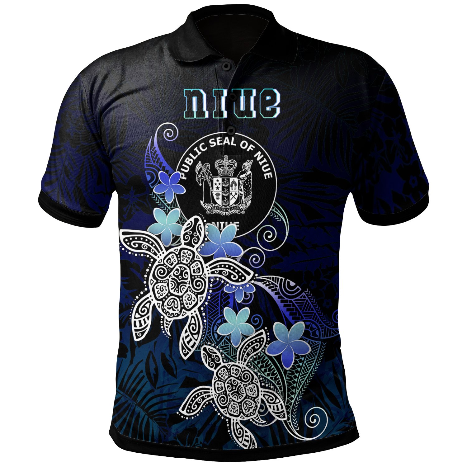 Niue Polynesian Polo Shirt – Blue Turtle Couple – BN22
