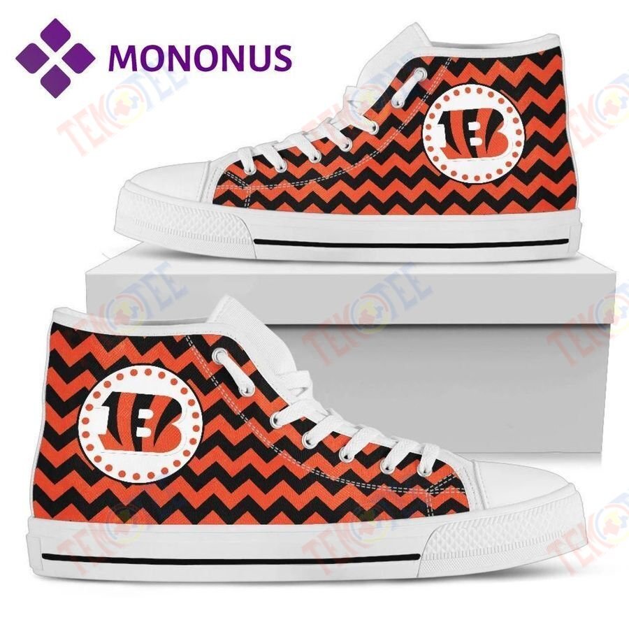 Mens Womens Chevron Broncos Cincinnati Bengals High Top Shoes White For Men And Women Nice And Comfortable TDT372