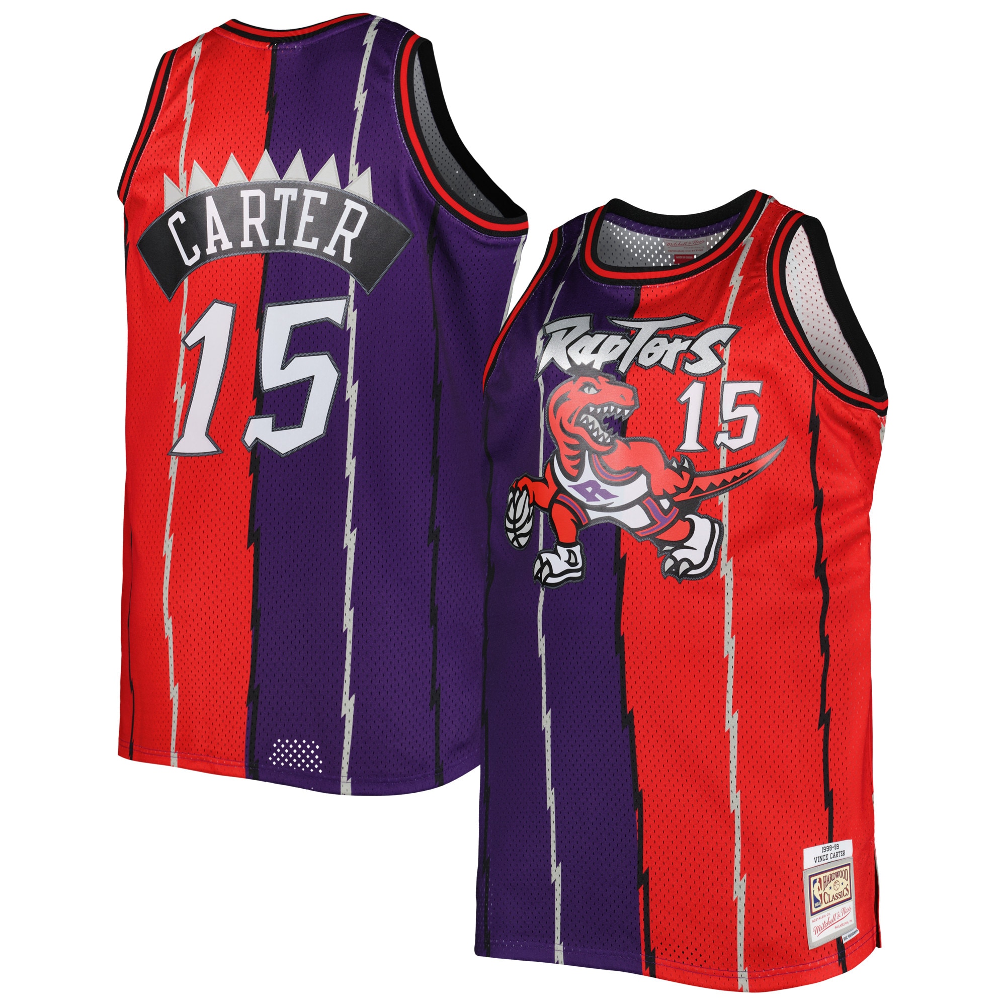 Vince Carter Toronto Raptors Mitchell & Ness Big & Tall Hardwood Classics 1998/99 Split Swingman Jersey – Purple/Red