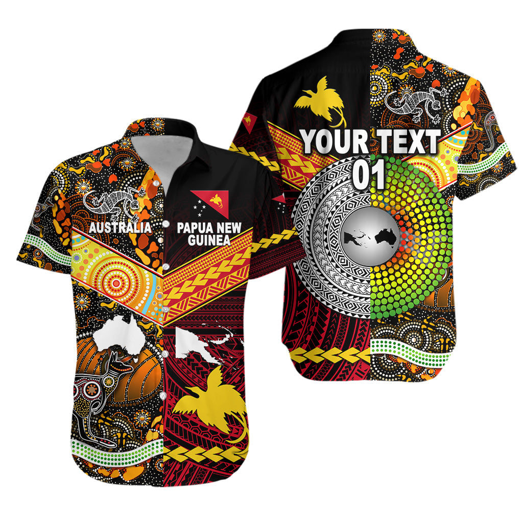 (Custom Personalised) Papua New Guinea And Australia Aboriginal Hawaiian Shirt Together, Custom Text And Number Lt8