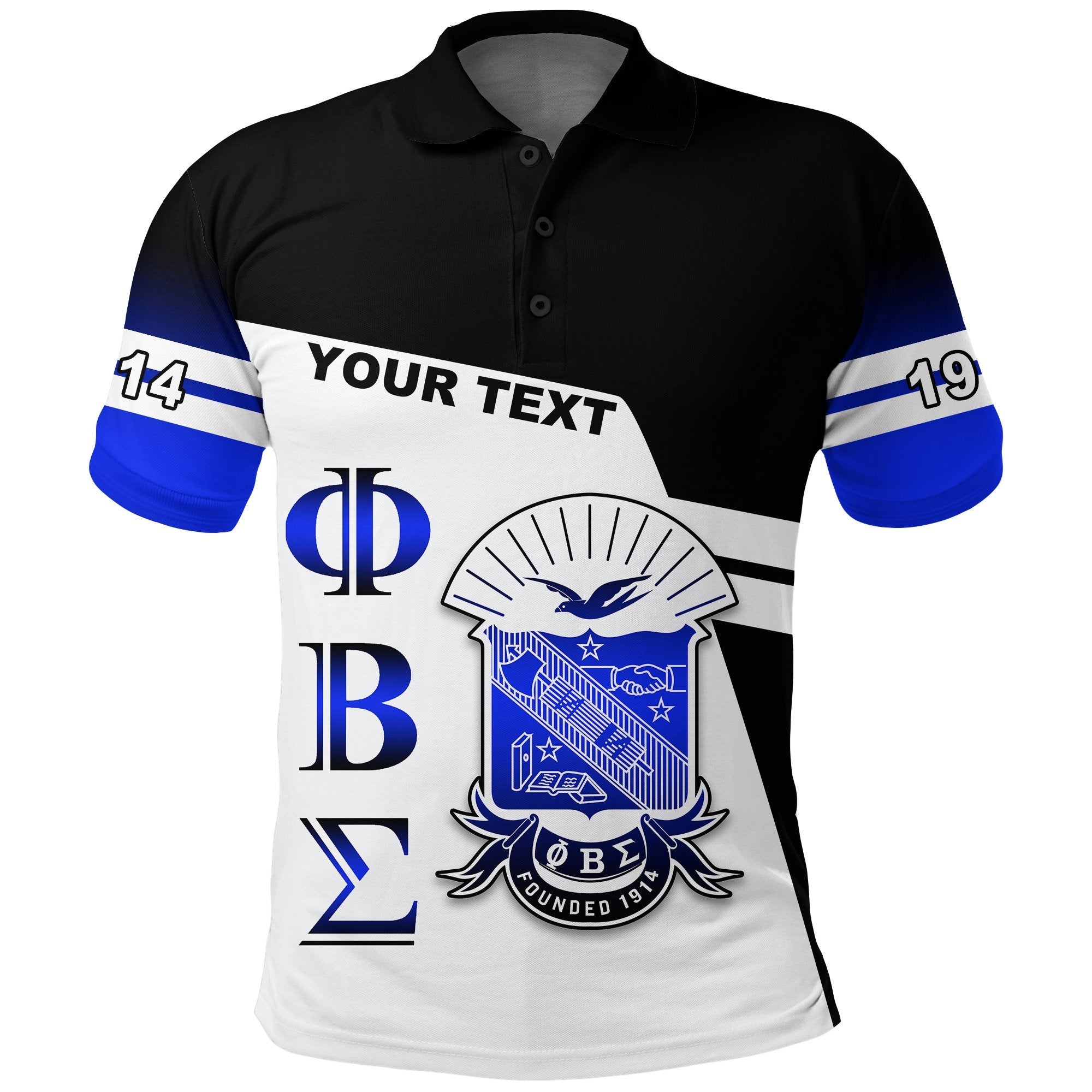 (Custom Personalised) Newest Phi Beta Sigma Polo Shirt (Black) Lt13