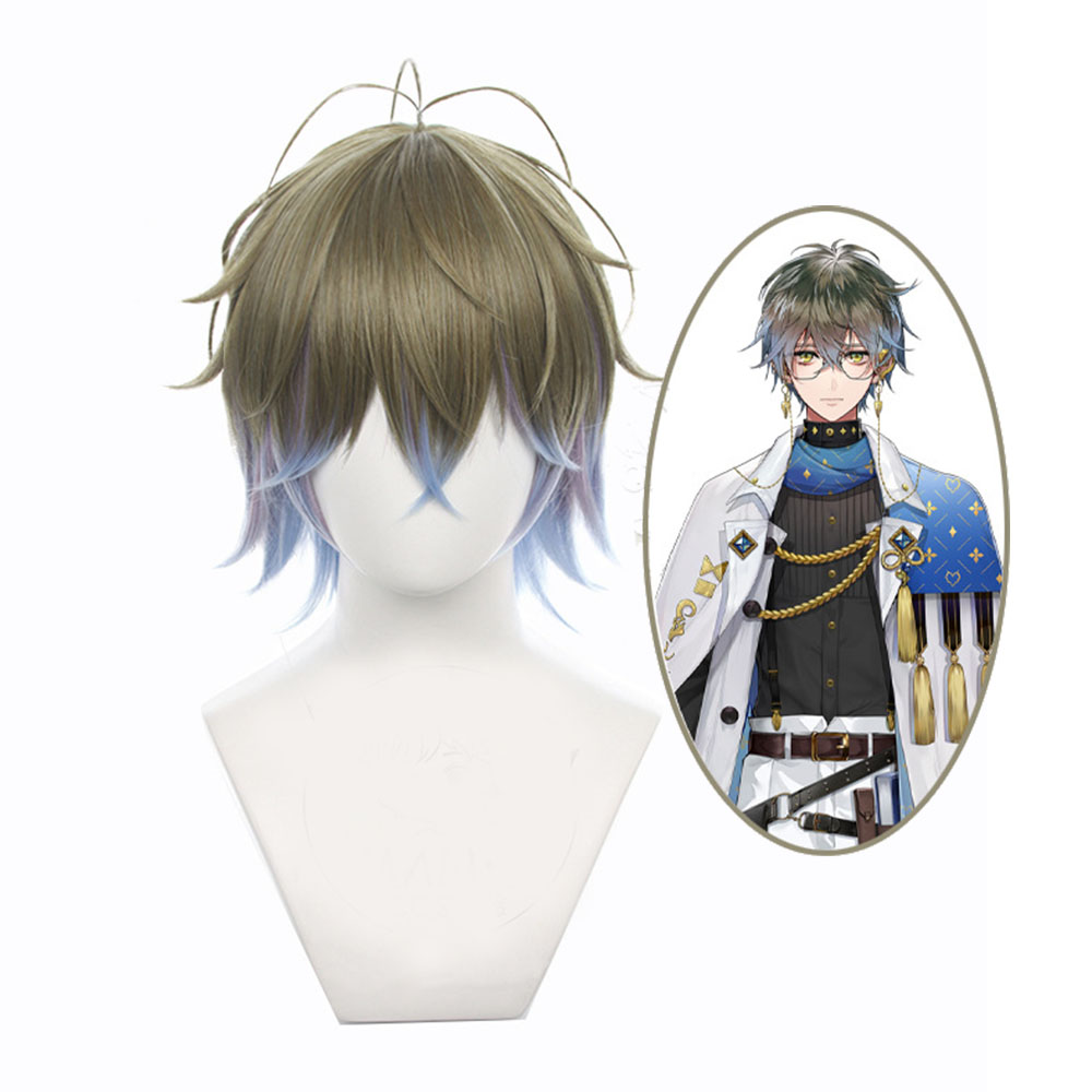 VTuber Ike Eveland Cosplay Wig NIJISANJI Luxiem 2022 Short Gradient Grey Blue Hair Halloween Adult Men Women Hair alx