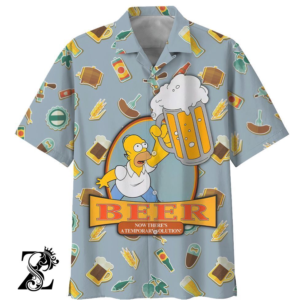 Homer Simpson With Beer Premium Hawaii Shirt Ha99