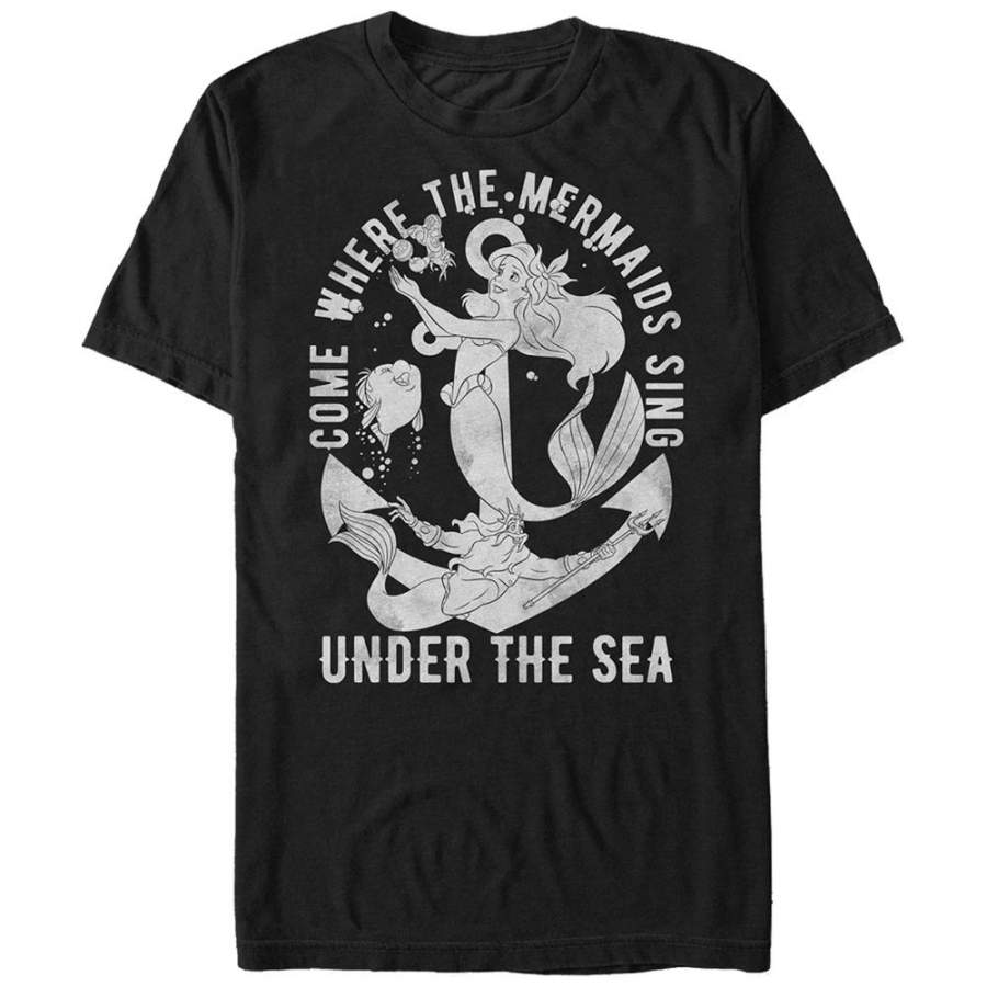 The Little Mermaid Men’s Ariel Under the Sea  T Shirt Black S