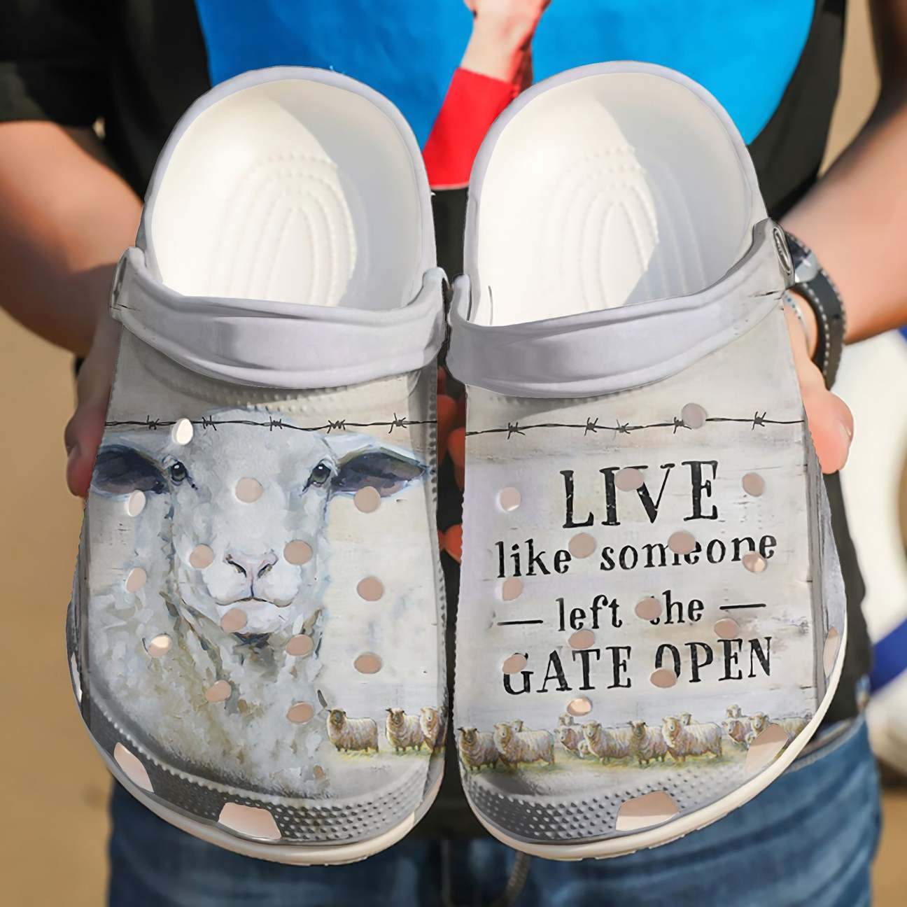 Sheep Personalized Clog, Custom Name, Text, Color, Number Fashion Style For Women, Men, Kid, Print 3D Live Like Someone Left The Gate Open