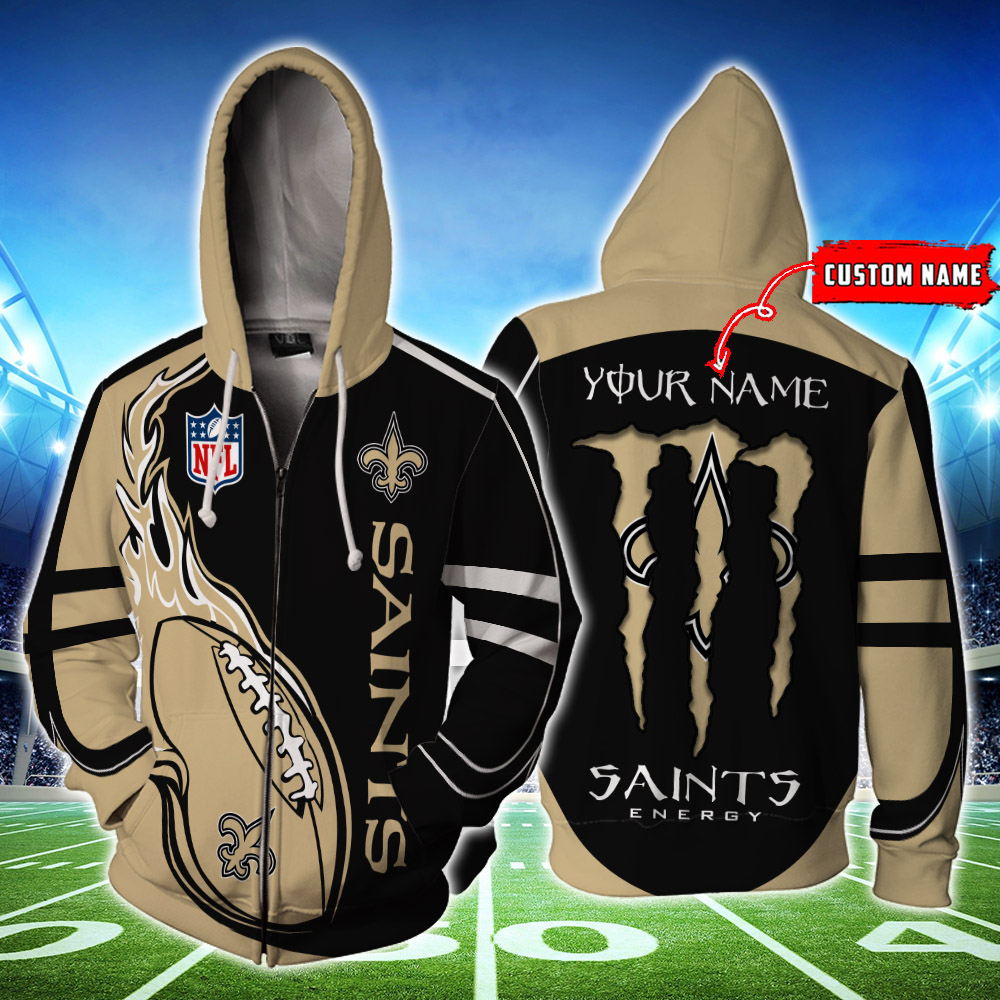 New Orleans Saints Custom Name Zipperhoodie 3D Ds001