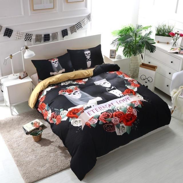 3D Sugar Skull Wedding Bedding Set