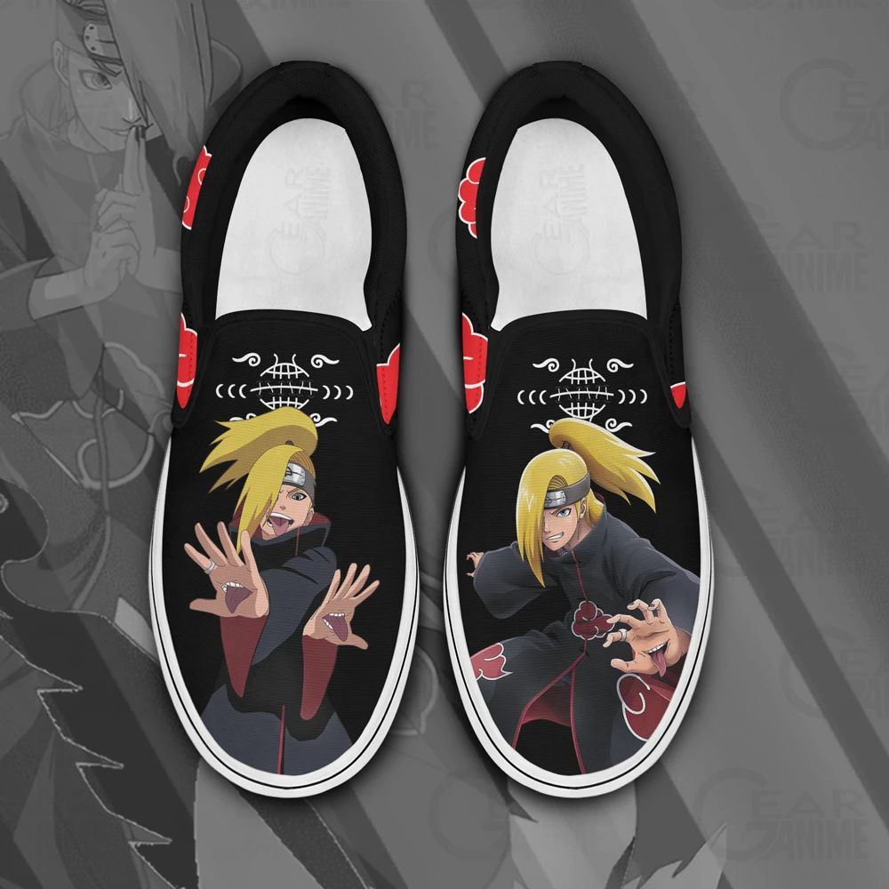 Akatsuki Deidara Slip On Sneakers Naruto Custom Anime Shoes Pn12 Unisex Men Women