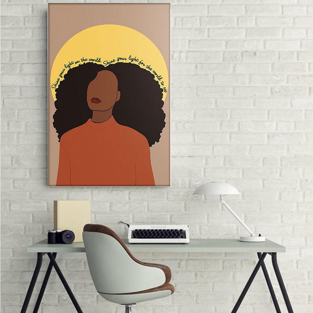 Afrocentric Custom Canvas Prints Trendy Brown Skin Poster Art Prints Afro Queen African Man Pretty Wall Art Home Decor