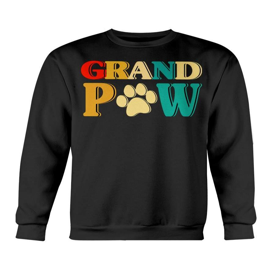 Moncome Vintage Grand-paw Funny Dog t Shirt grandpaw Doggy puppys Lovers Grandpa Gifts (Black FU) Sweatshirt – Crew