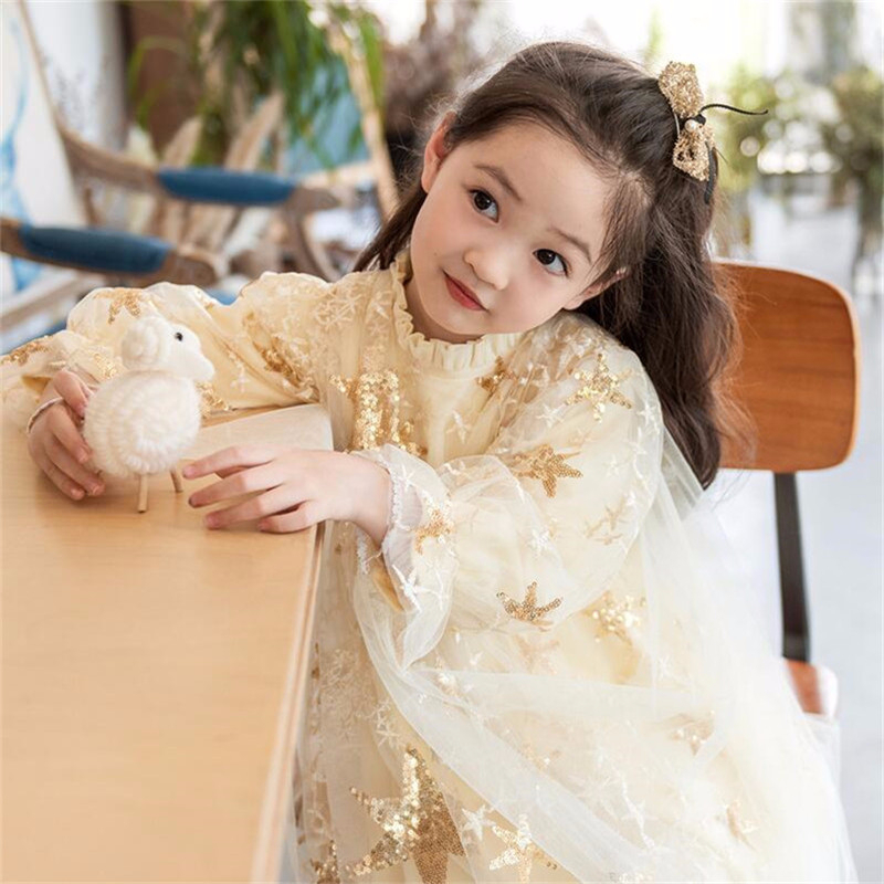 2-7 Years of Baby Girls Dress Star Shawl Fairy Kids Dresses for Girl Princess Wedding Party Clothes alx