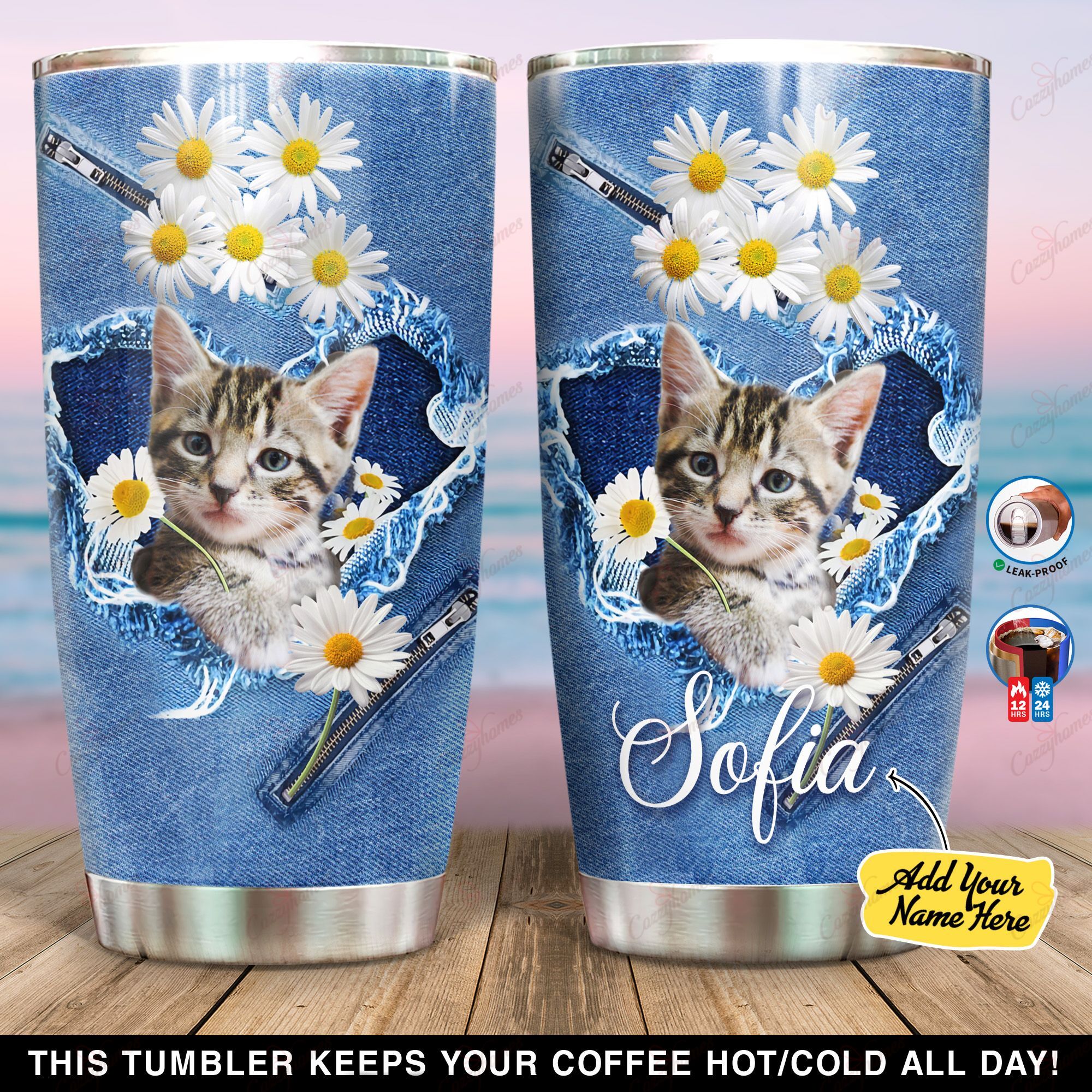 Personalized Dragon Li Kitten American Cat Daisy Blue Jean YC3003006YO Tumbler