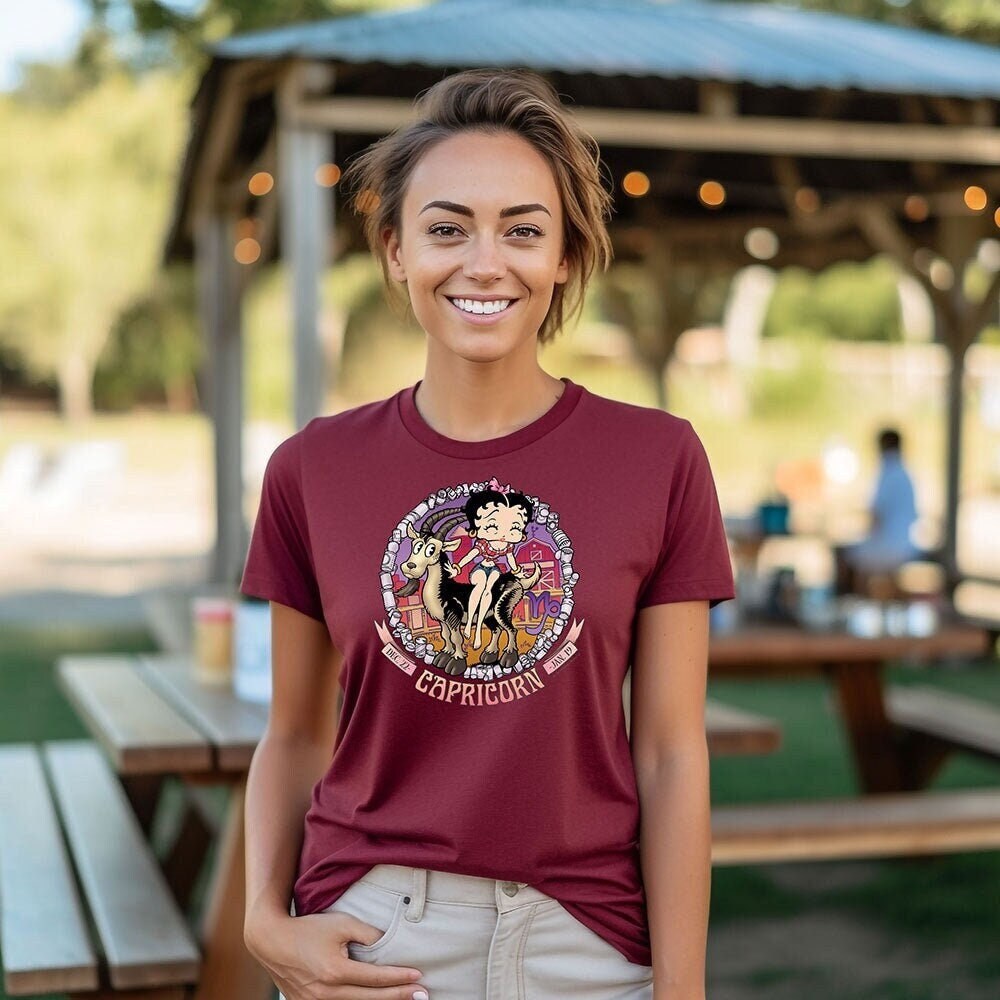 Betty Boop T-shirt, Capricorn Tee, Betty Boop Zodiac Signs, Astrology Signs Shirt, Earth Elements Fire, Dates, Horoscope Betty Boop Tshirt  Rughing's Signature Collection