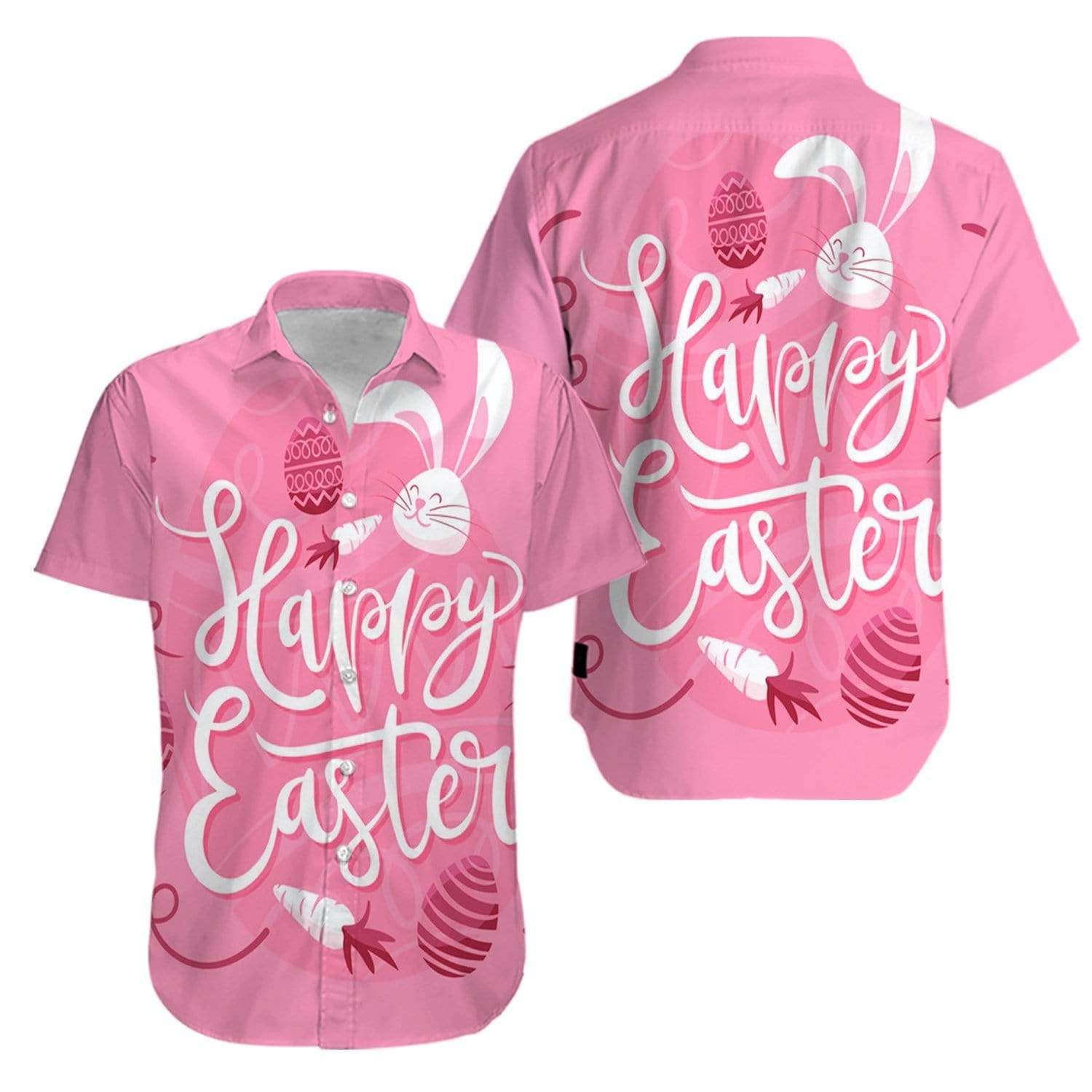 Buy Happy Easter Day Bunny Eggs Carrot Pink Hawaiian Aloha Shirts V