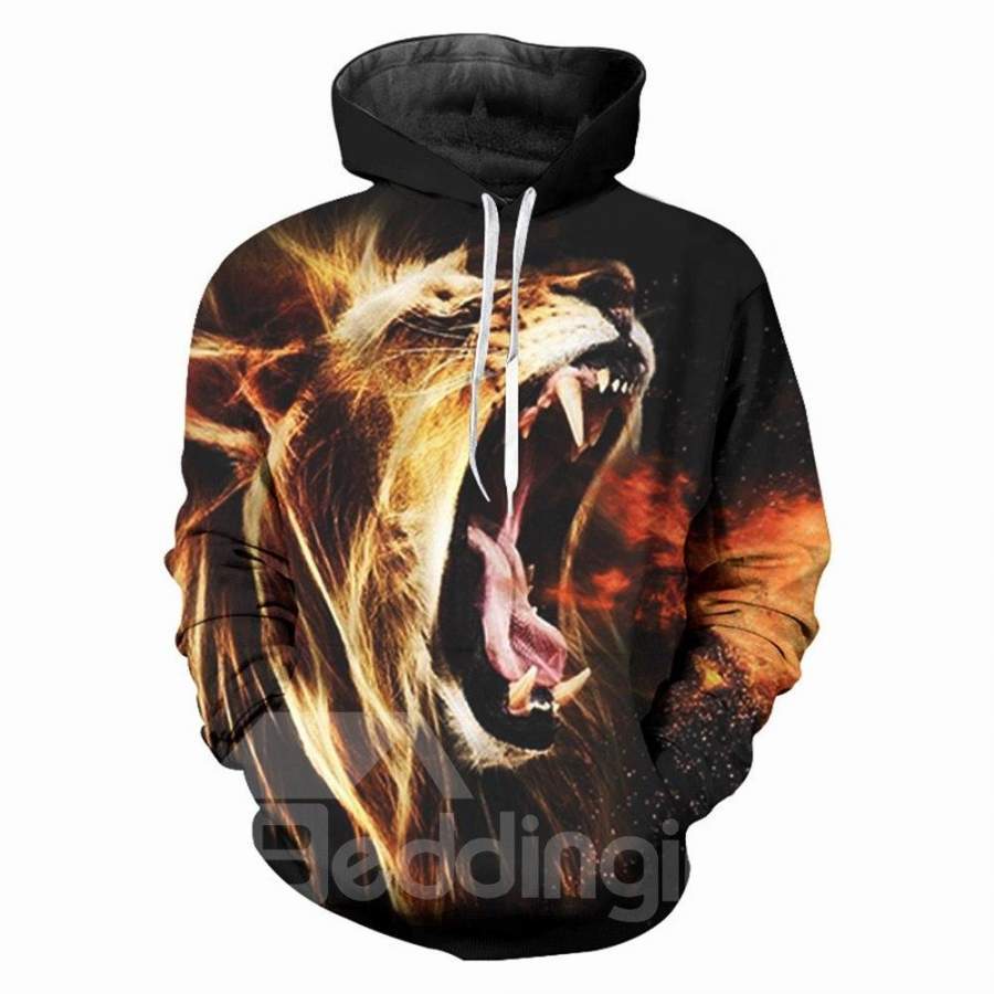 Soft Unisex Realistic 3D Print Animal Fashion Pullover Men’s Hoodies