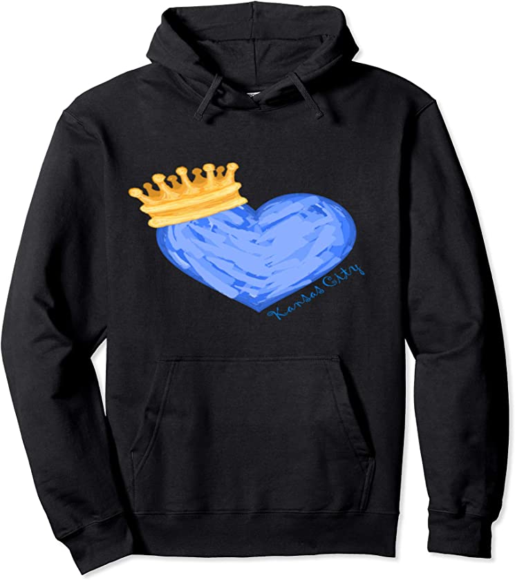 Kansas City Royal Blue Baseball Heart Sweat Shirt Pullover Hoodie