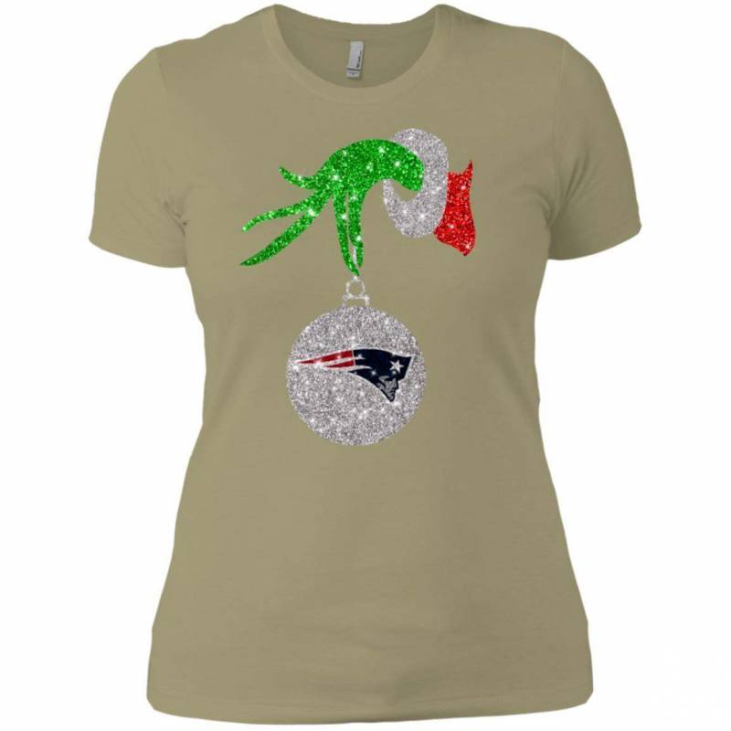 New England Patriots Glitter Grinch Monogram Ornament Christmas Gift Women T-shirt