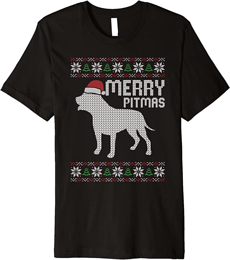 Merry Pitbull Pitmas Christmas Dog Puppy Ugly X-Mas Pajama Premium T-Shirt