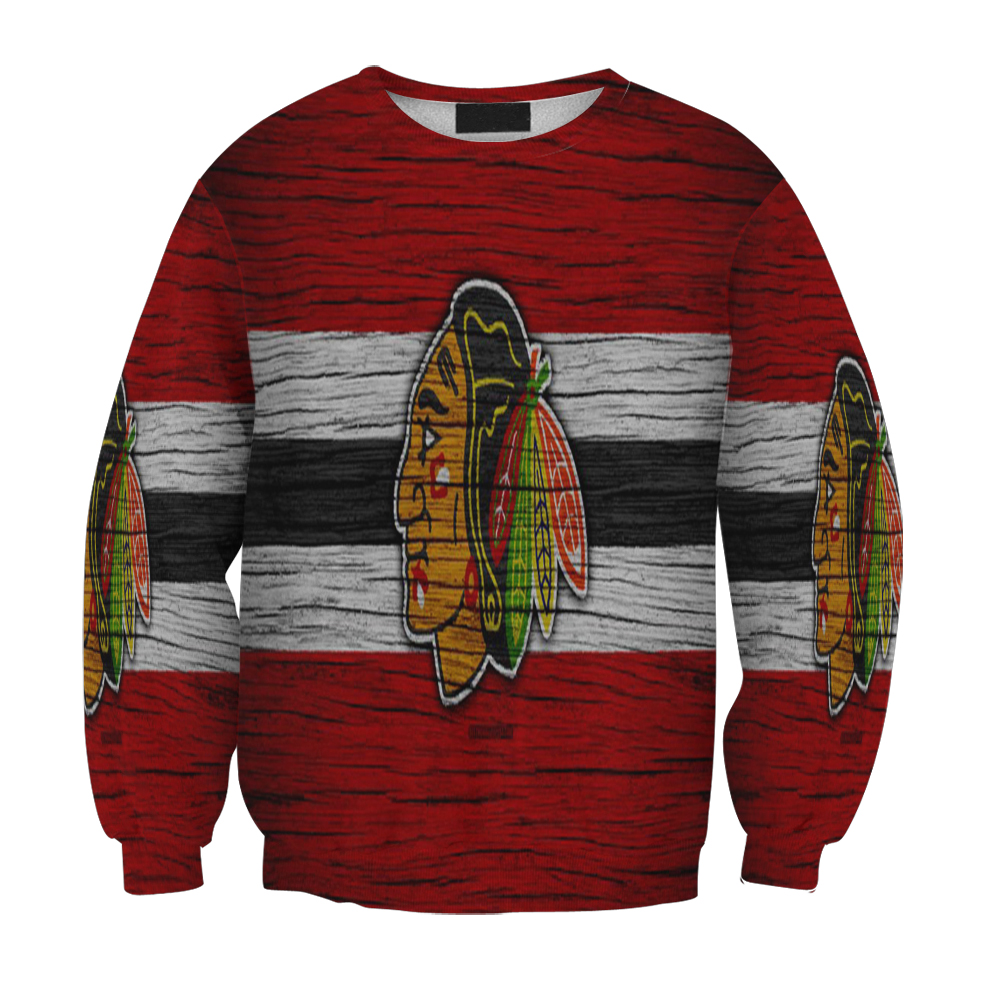 Chicago Blackhawks Emblem Wood2 Gift For Fan 3D Full Printing Sweatshirt