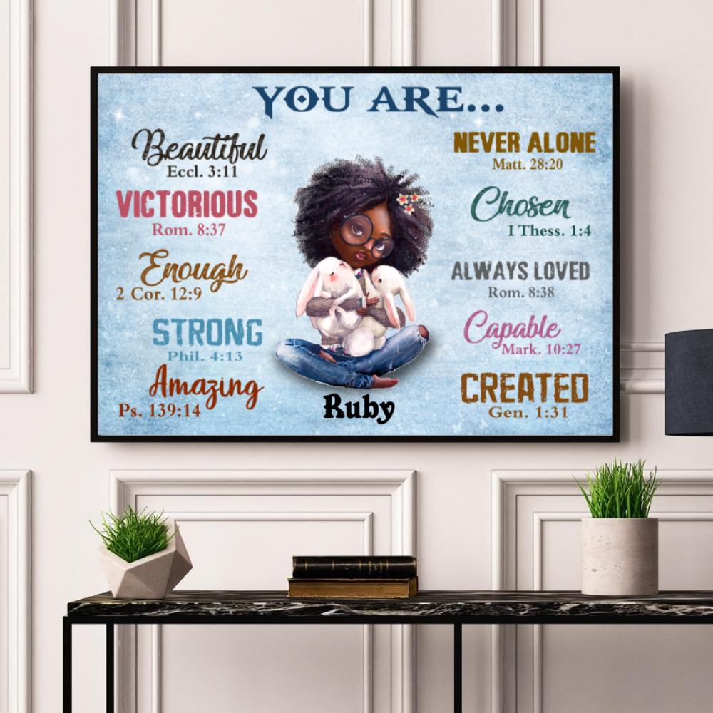 Wall Art Canvas Prints Poster Little Black Girl You Are Beautiful Pt006