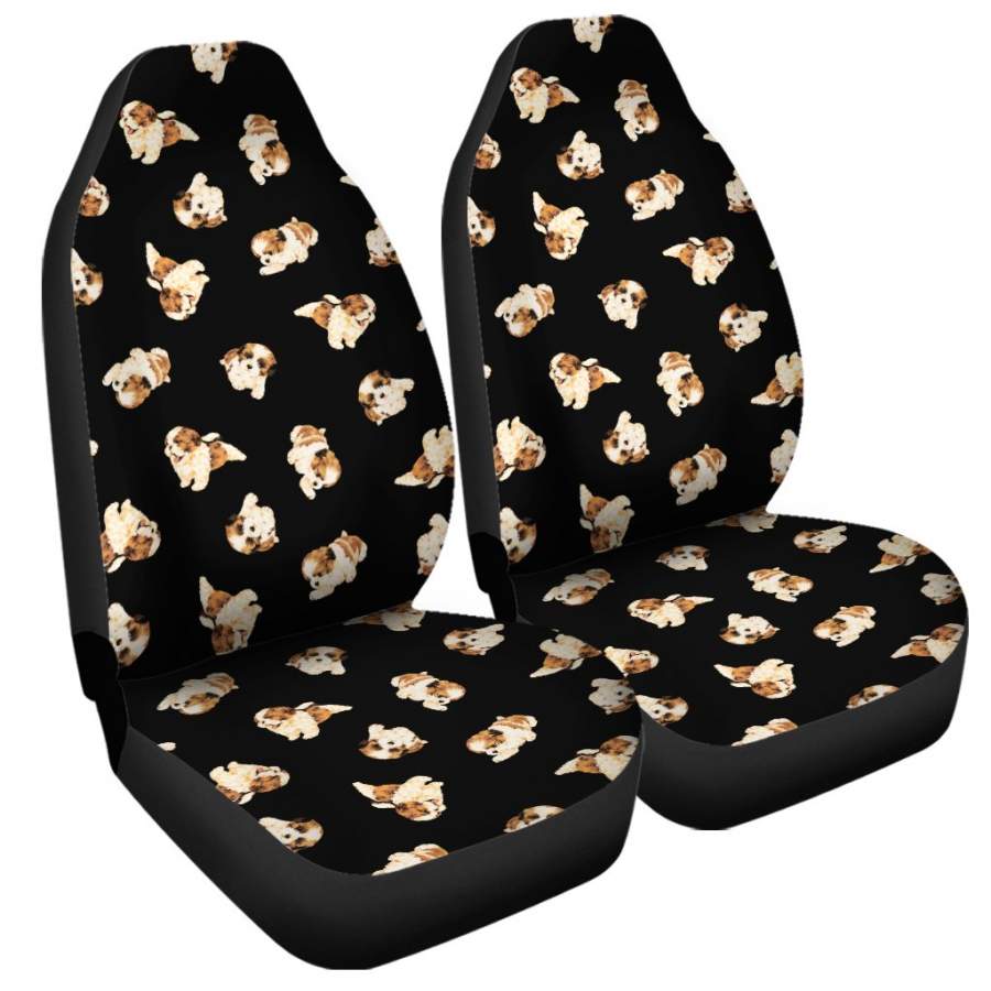 Shih Tzu Puppy Pattern Print Universal Fit Car Seat Covers