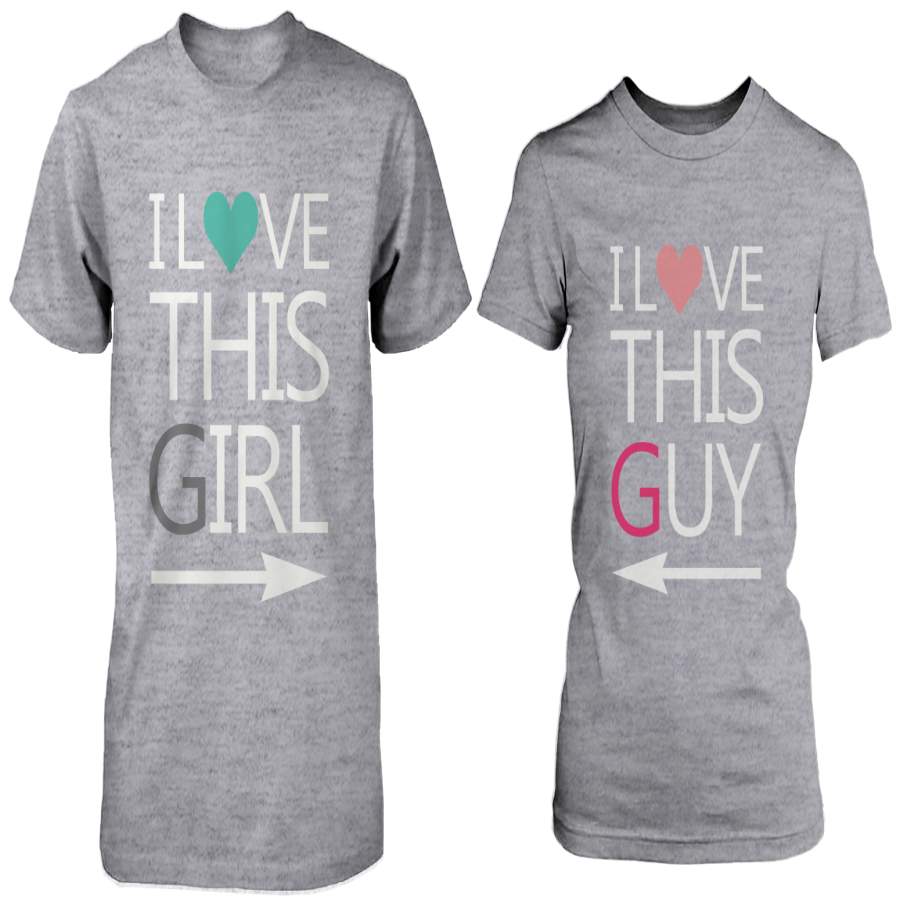 I Love This Girl & Guy Matching Couple Shirts in Grey (Set)