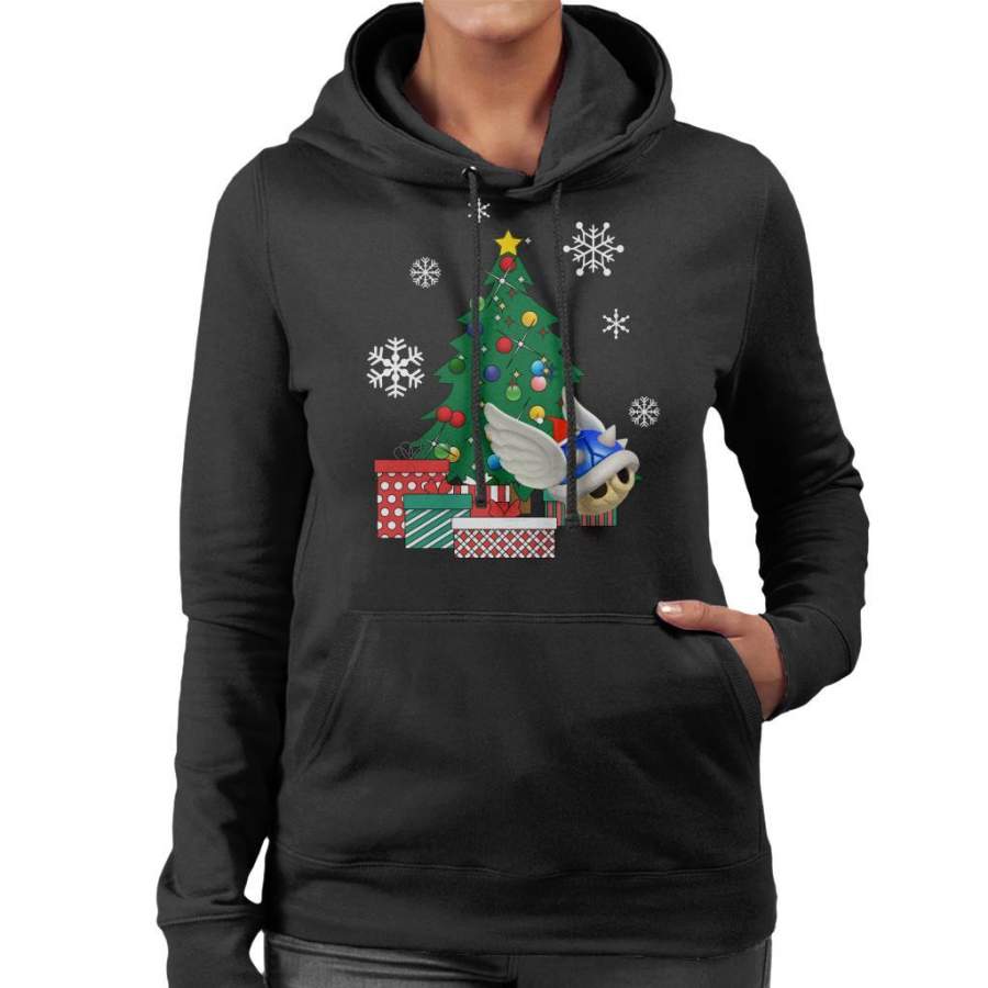 Blue Shell Around The Christmas Tree Mario Women’s Hooded Sweatshirt