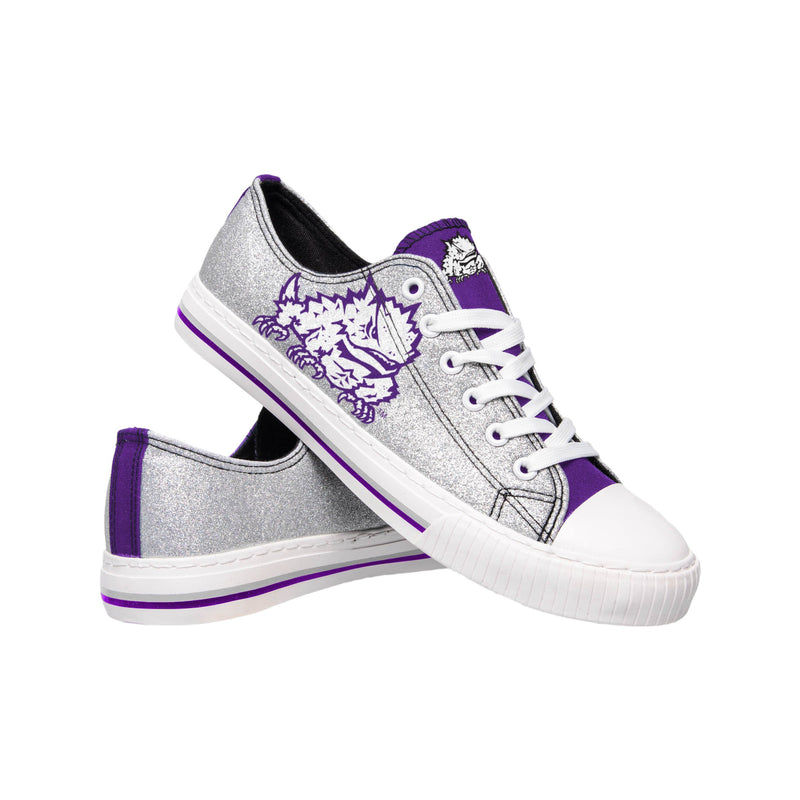 TCU Horned Frogs NCAA Womens Glitter Low Top Canvas Shoes