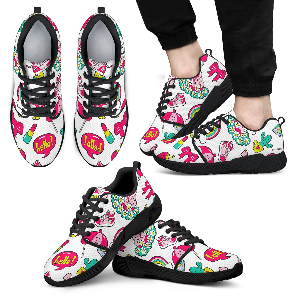 White Girly Unicorn Pattern Print Men’S Athletic Shoes