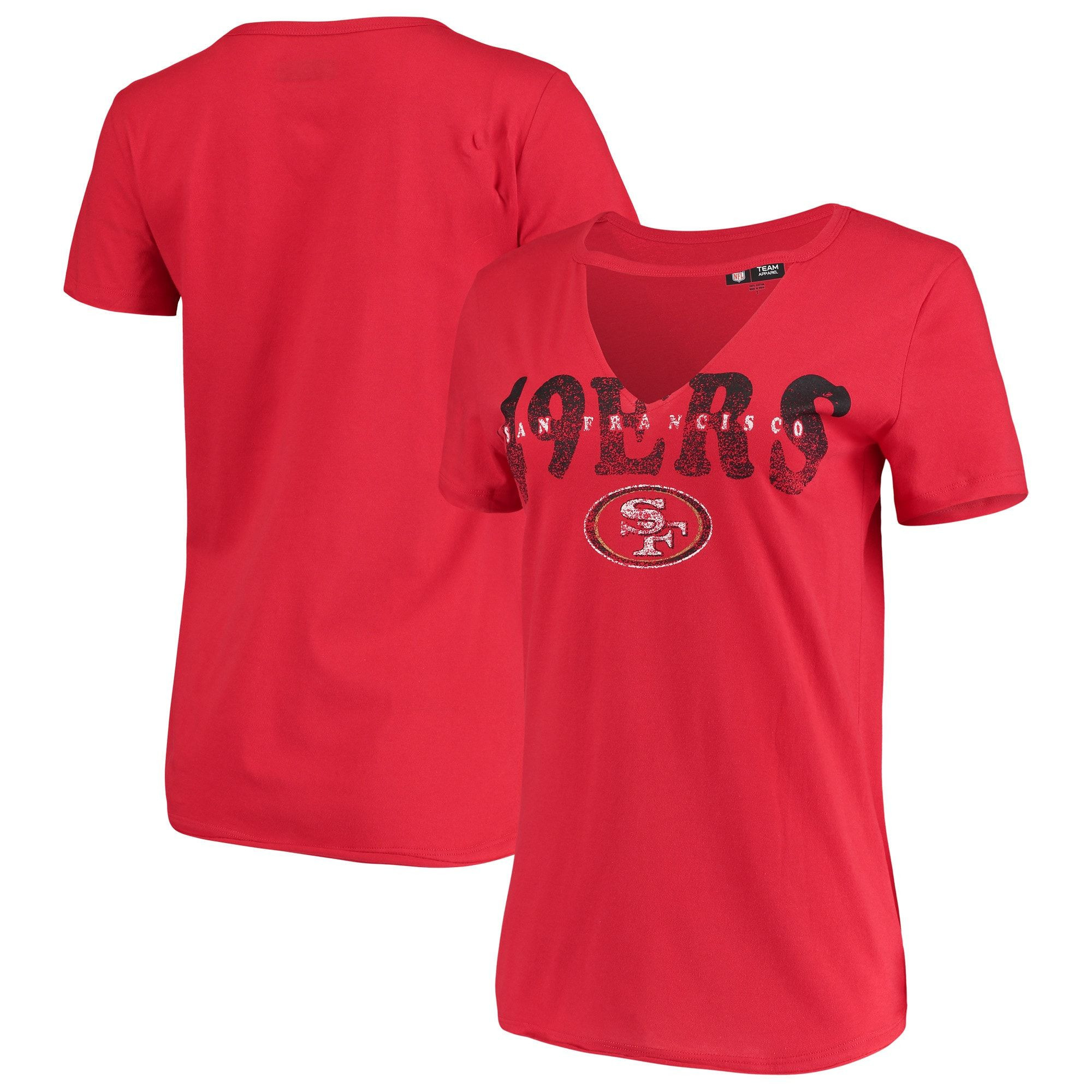 Women’S New Era Scarlet San Francisco 49Ers Baby Jersey V-Neck Choker T-Shirt