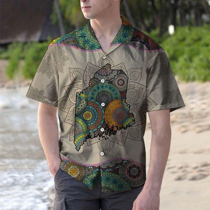 Awesome Mandala Maine Aloha Hawaiian Shirt Colorful Short Sleeve Summer Beach Casual Shirt For Men And Women