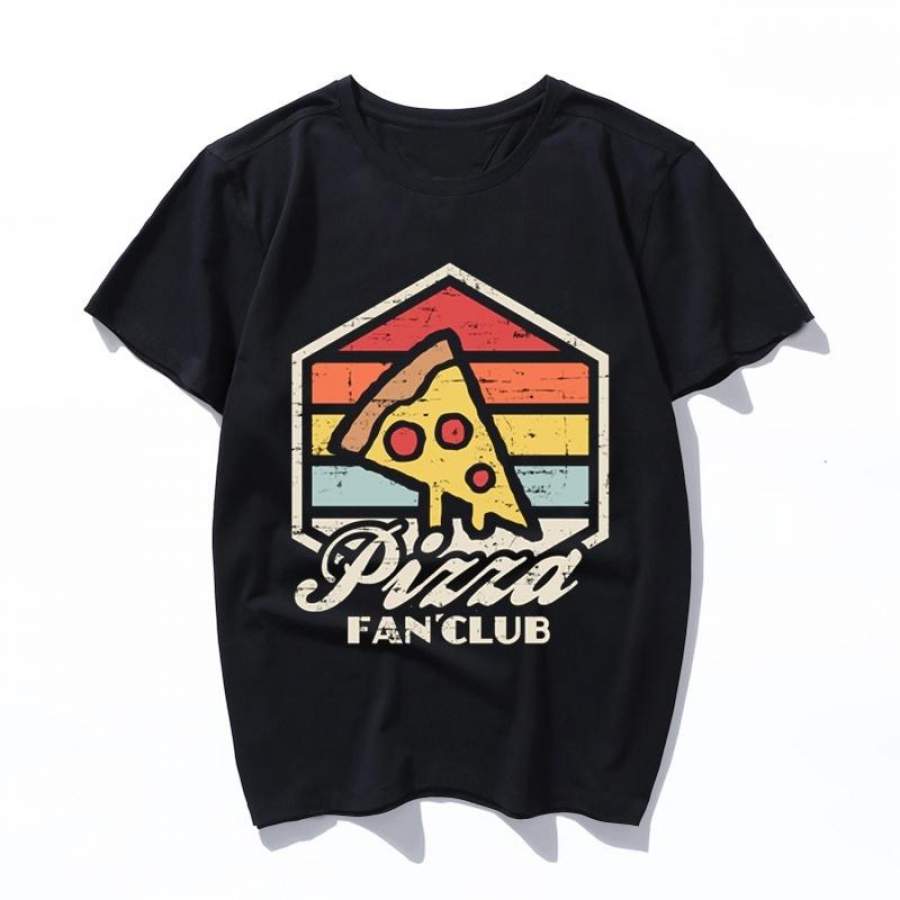 pizza fan club Womens mens T shirt Korean Style Casual Hip Hop Streetwear Friends 90S Grunge Aesthetic Basic Print Tee Stranger Things