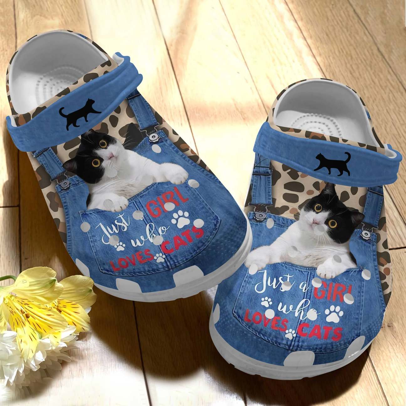 Cat Personalized Clog, Custom Name, Text Cute Tuxedo Jeans, Fashion Style For Women, Men, Kid, Print 3D