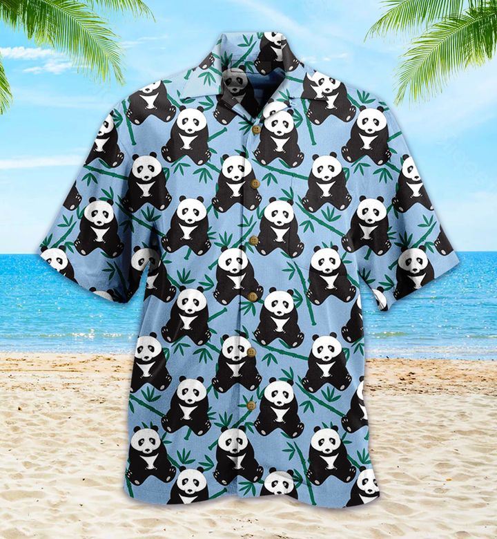 Panda Pattern Blue 3D Hawaiian Shirt