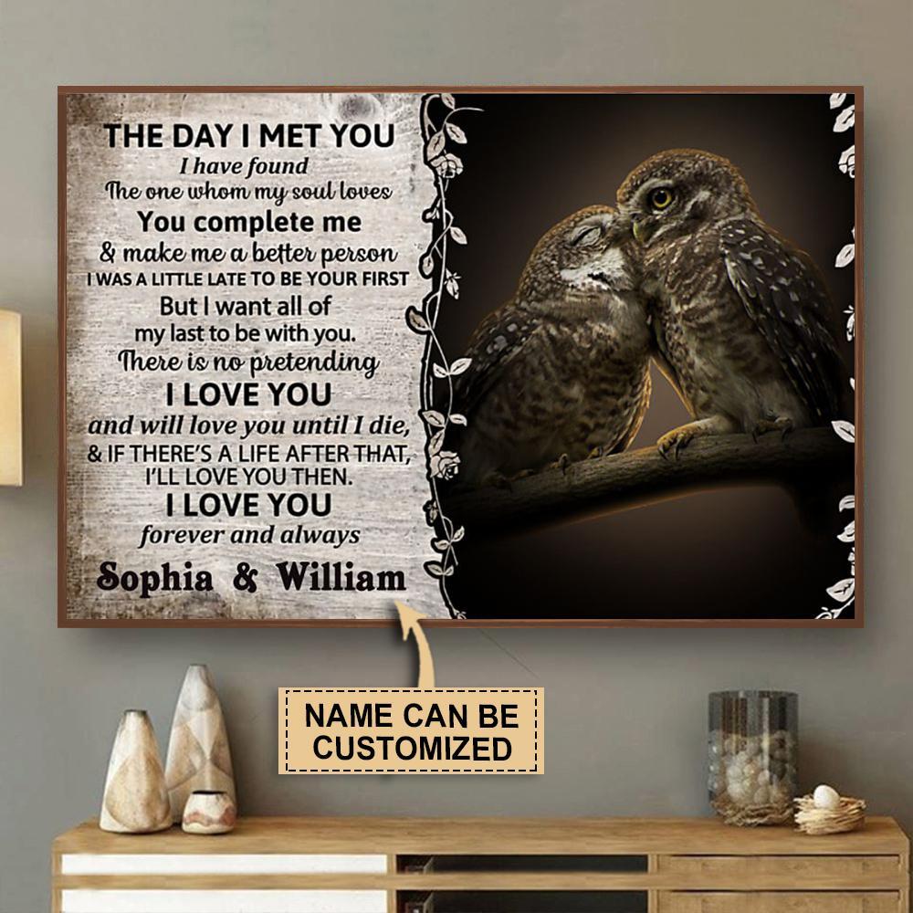 Aeticon Gifts Personalized Owl The Day I Met Canvas Mom Dad Gift Home Decor