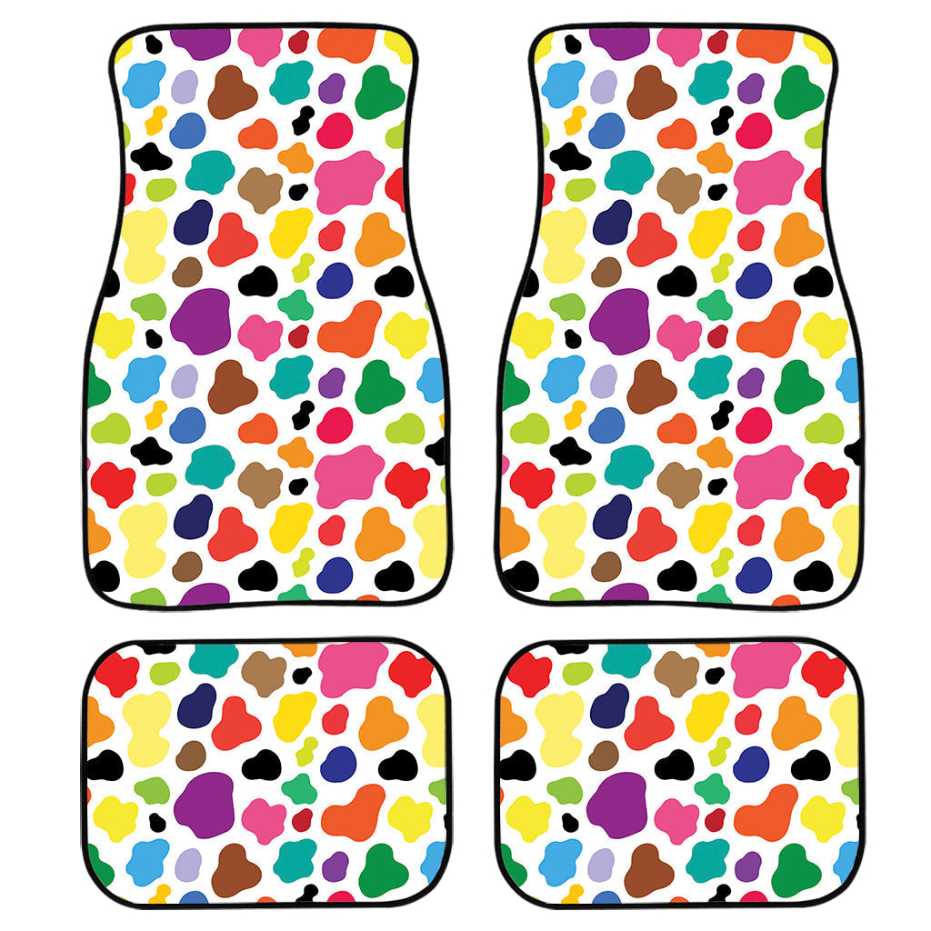 Colorful Cow Pattern Print Front And Back Car Floor Mats, Front Car Mat