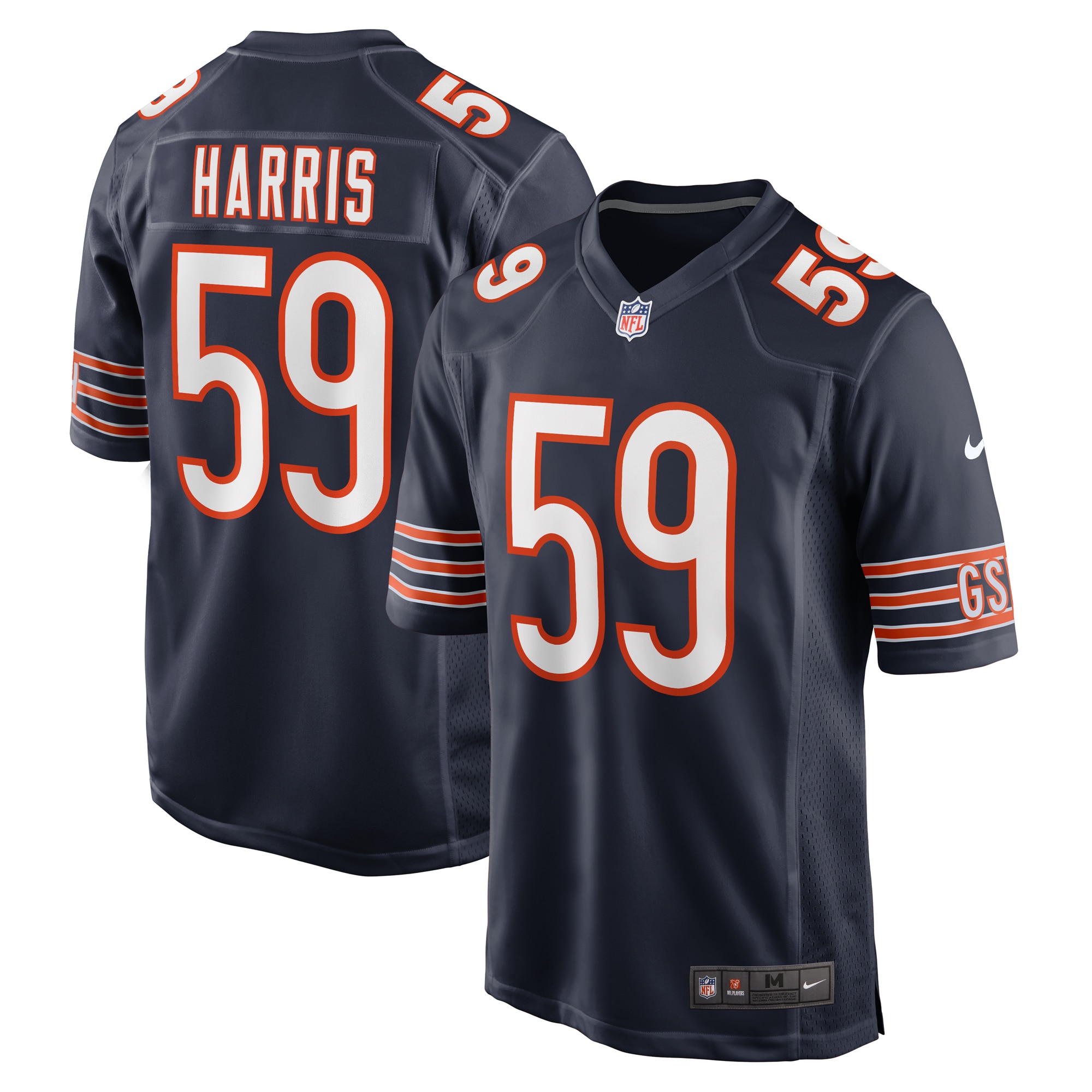 Men’s Chicago Bears Jalen Harris  Navy Team Game Jersey