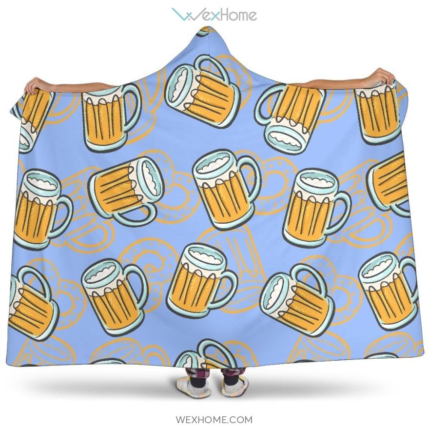 Beer Pattern Hooded Blanket