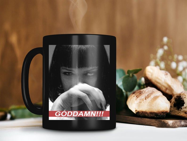 Black Mug Mia Cocaine Goddam Mug Mia Wallace Mug Uma Thurman Mug Pulp Fiction Mug Retro Vintage Mug Premium Sublime Ceramic Coffee Mug H99