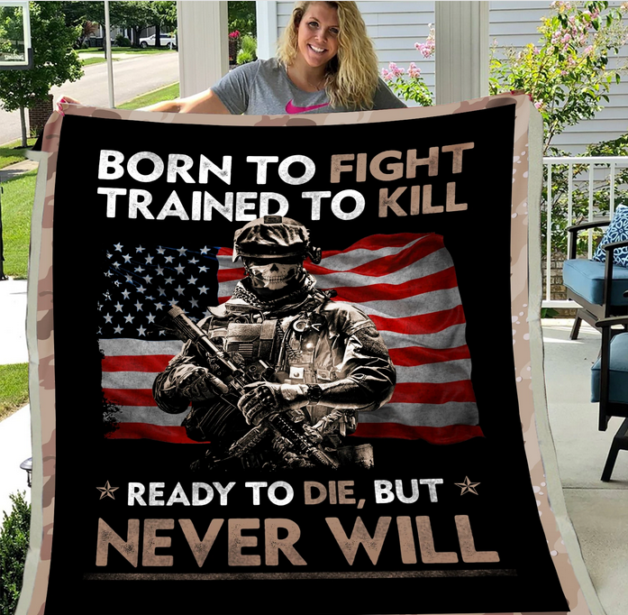 Army American Veteran Gift Blanket, Soldier Fleece Blanket , Veteran Army Gift Blanket