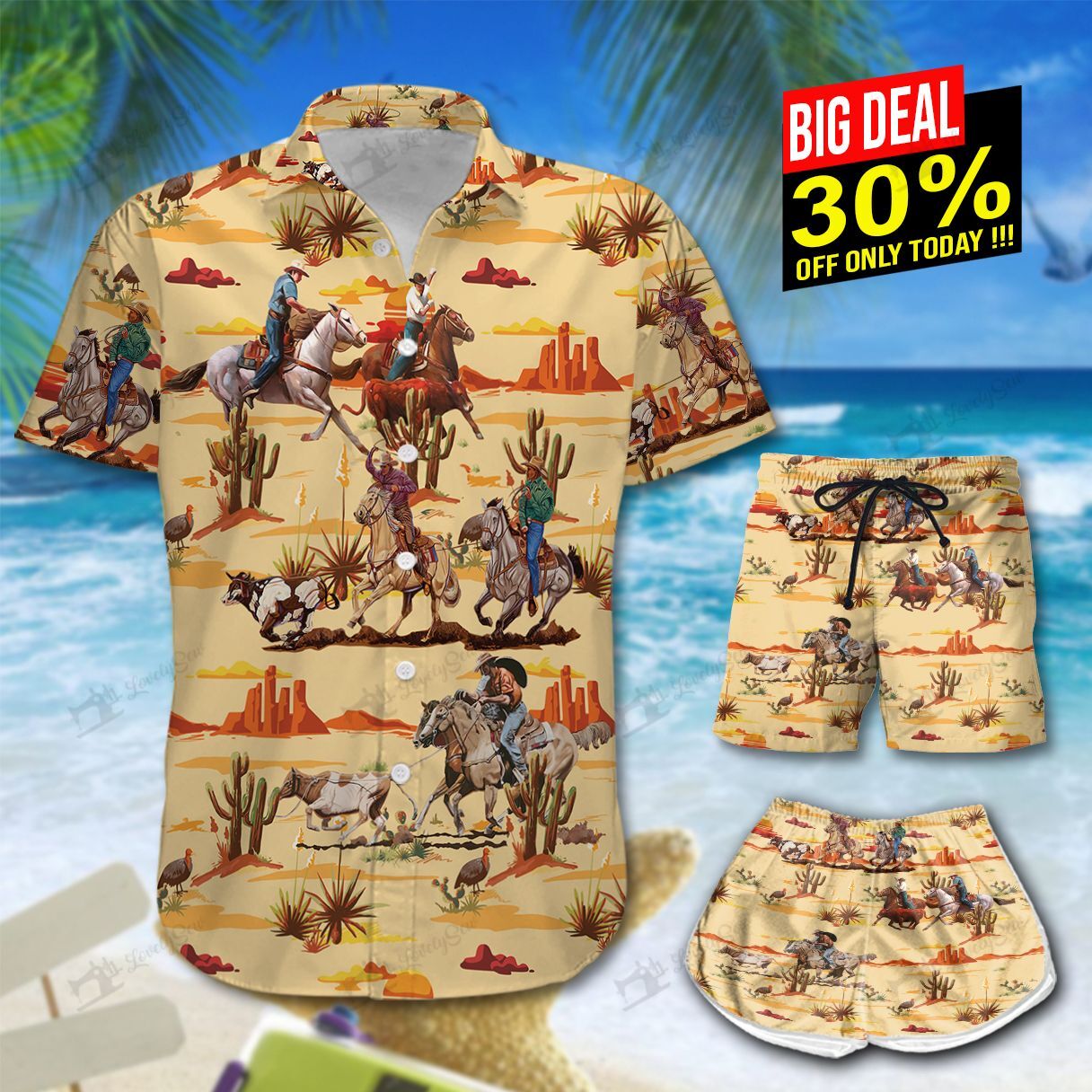 Team Roping Hawaiian Shirt Shorts Ha19544