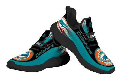 Custom Mens Womens 3D Printed Design Miami Dolphins Yeezy Style Sneakers Athletic Run Casual Shoes