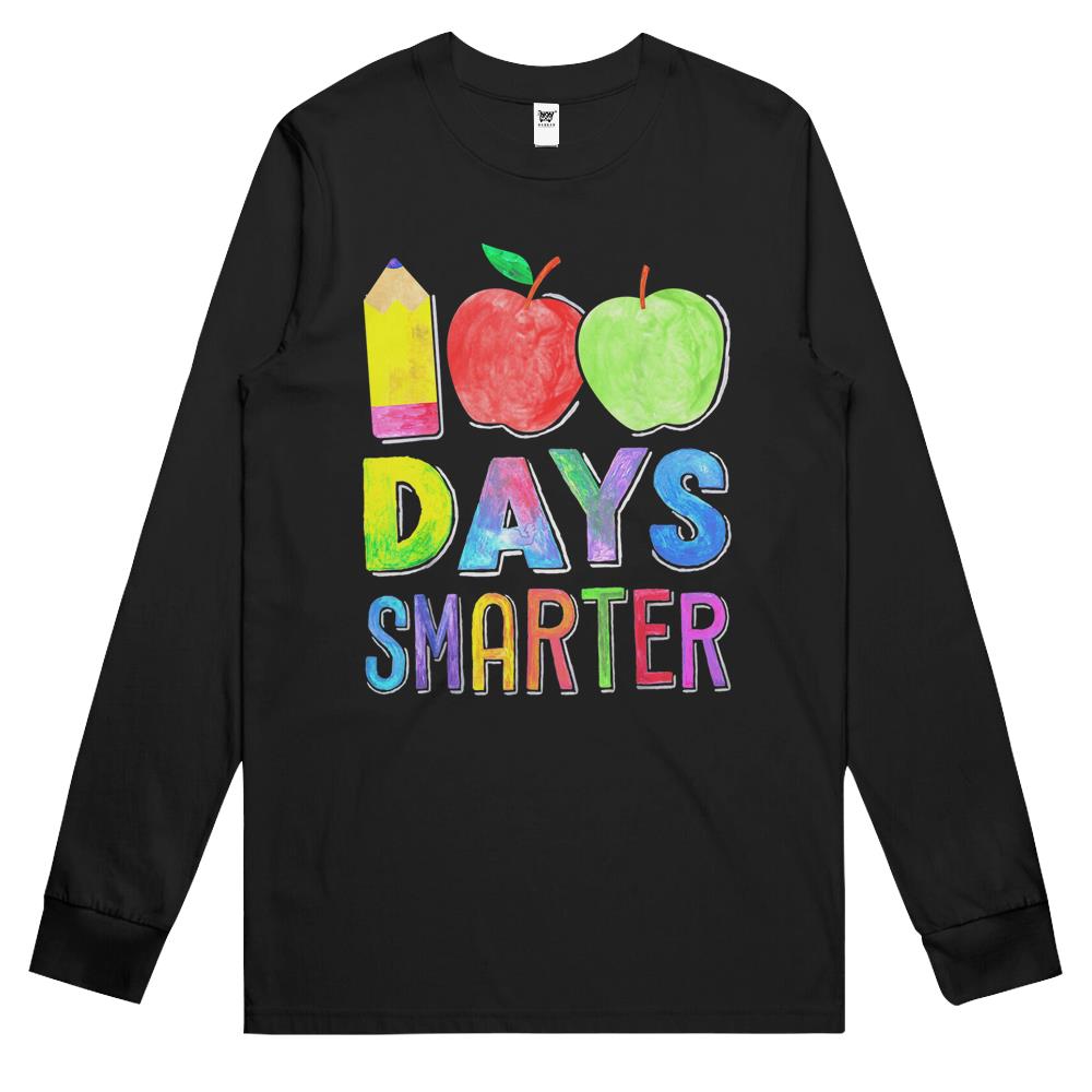 100 Days Smarter 100Th Day Of School Shirt Women Teacher Long Sleeve T Shirts