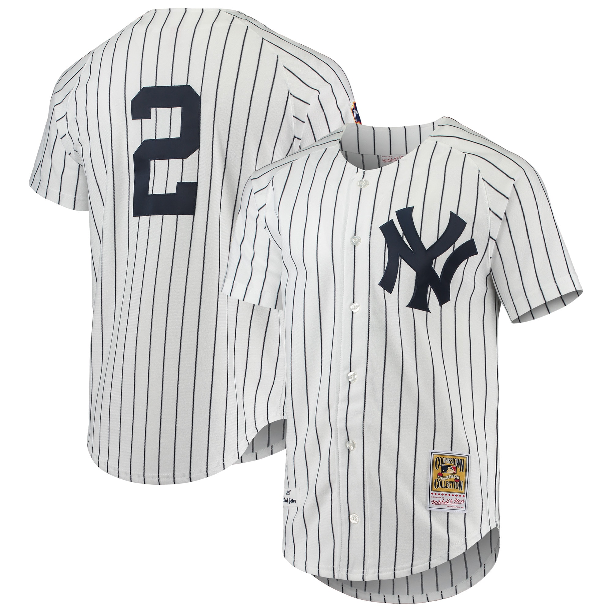 Men’s New York Yankees Derek Jeter Mitchell & Ness White 1997 Cooperstown Collection Authentic Jersey